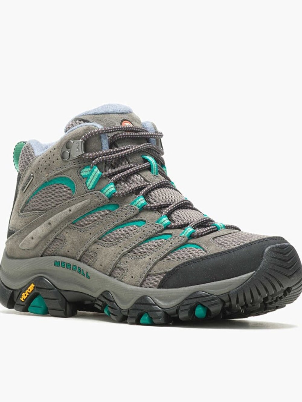 WOMEN'S MERRELL MOAB 3 MID WATERPROOF HIKING BOOT GRANITE / MARINE 7 W BOX
